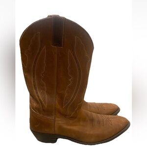 Justin Mens Brown Leather Western Boots 2421 Cowboy Stitch Mid Calf size 11